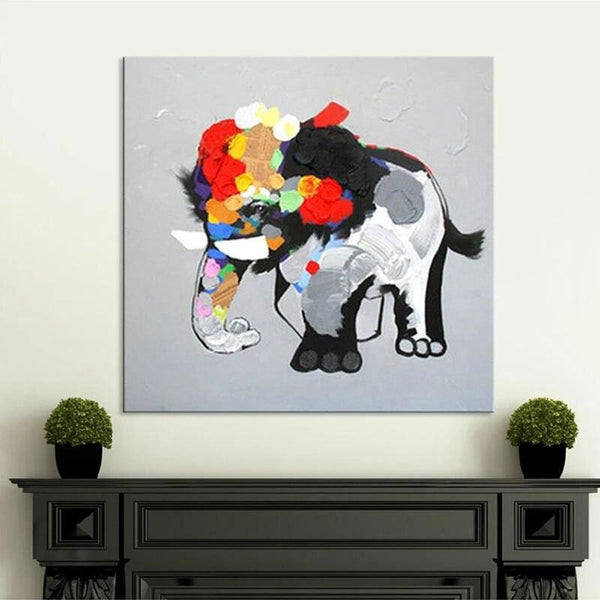 Modern Abstract Hand Painted Oil painting On Canvas Pop art Elephants Paintings Wall Art Decorative