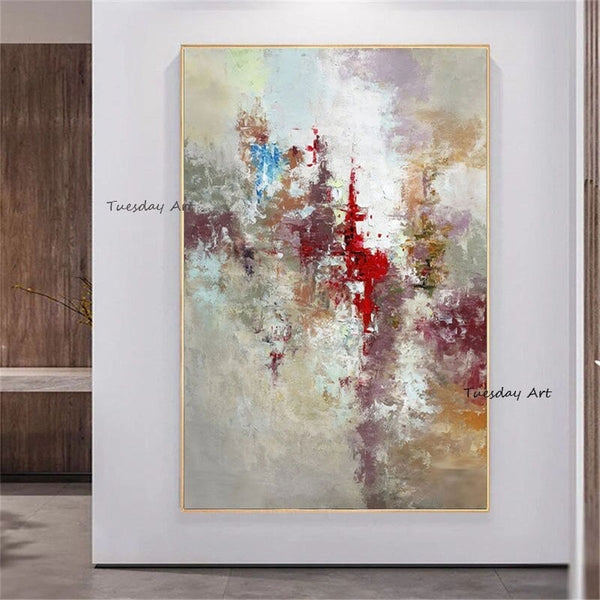 Modern Light Color Hand Painted Canvas Painting Abstract Bedroom