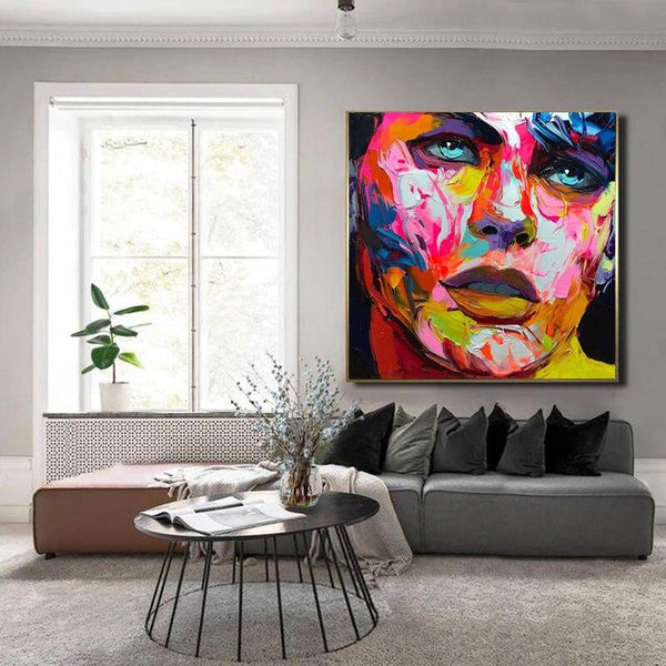 Hand Painted Francoise Nielly Palette Knife Painting Male Portrait Modern Abstract Face Oil painting Impasto figure on Canvas