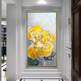 Hand Painted Abstract Yellow Flower Art Oil Paintings Home Wall Decoration Cuadros