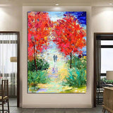 Hand Painted Oil Painting Winter Trees Have Special Colored Trees Abstract Modern