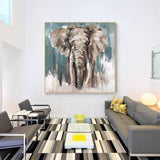 Modern Children Room Decoration Hand Painted Abstract Elephant Oil Painting Wall Canvas Art Animal Paintings Pieces Artwork