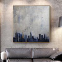 Hand Painted Oill Painting Modern Urban Architecture Abstract Canvas For Wall Art Decoration And Home Room Decor