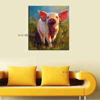 Animals art Hand Painted Funny Canvas Babe Pig Small Baby Pigative Wall Art