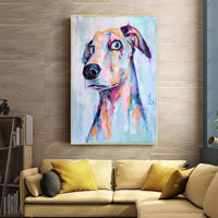 Modern Cool Dog Animal Hand Painted Canvas Oil Paintings Wall Art Mural