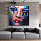 Artist Hand Painted Painting on Canvas Nielly Style Francoise Abstract Portrait Women Blue Face Oil Painting