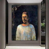 Hand Painted Oil Painting Paul Gauguin Self-Portrait: Near the Crucifixion Figure Abstract Retro Landscape Wall Art