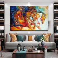 Hand-Painted Hand Painted Oil Painting Modern Classic Cool Stallion Abstracts Home Painting