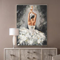 New Hand Painted Dancing Dancer Oil Painting on Canvas Dancing Flamenco Oil Painting