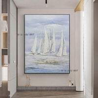 Hand Painted Abstract Wall Art Canvas Modern Seascape Canvas Paintings