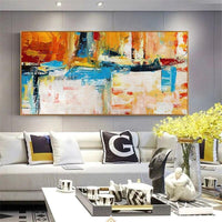 Hand Painted Abstract Golden Simple Beautiful Canvas Wall Art Corridor Modern