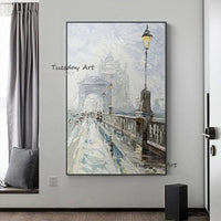 Hand Painted Oil Paintings Modern Impression City Landscape Canvas Modern Wall Art Decorations