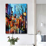 Oil Painting Hand Painted Abstract Colorful Landscape Tree Abstract People Palette Knife Streets