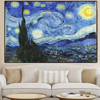 Hand Painted Van Gogh Impression Starry Sky Landscape