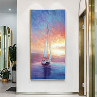 Hand Painted Sea Scenery Oil Painting On Canvas Salon Office Hotel Hand Painted Custom