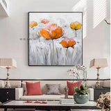 Orange Flower Hand Painted Artwork On Canvas