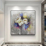 Hand Painted Retro Impression Oil Painting On Canvas Modern Abstract Flower