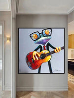Hand Painted Frog Oil Paintings Modern Abstract Animals Of Wall Hangings Playing Piano Funny Playing Guitar Frog
