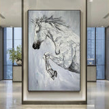 Hand Painted Canvas Painting Wall Art Canvas Animal The Horse Painting Wall Decor