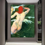 Hand Painted Oil Paintings Paul Gauguin In the Waves Figure Nude Abstract Retro Wall Art