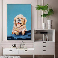 Abstract Dog Hand Painted Canvas Oil Paintings Cute Puppy Posters Wall Art Animal Kids Decor