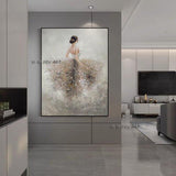 Home decoration Hand Painted Wedding Dress Girl Canvas Painting Modern Style Bedroom