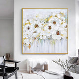 Hand Painted White Flowers Abstract Oil Painting Modern Painting