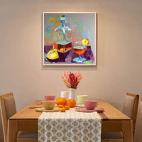 Hand Painted Fruit Wine Glass Oil Painting Still Life Abstract Art Canvas Painting Corridor Office