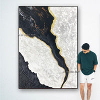 Black White Abstract On Canvas Hand Painted Landscape Abstract Wall Art Office Hotel