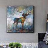 Beautiful Wall Art Hand Painted Modern Abstract Deer Acrylic Oil Painting Abstract Reindeer