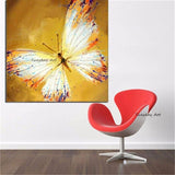 Abstract Beautiful Hand Painted Golden And White Butterfly Art Animal Painting On Canvas Oil Painting wall Decor