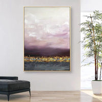 Purple Haze Beach Modern Hand Painted Oil Painting On Canvas Seascape Coastal Landscape Decorative Decor