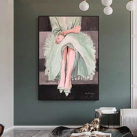 Hand Painted Sexy Lady Ballet Dancer Woman Portrait Oil Painting Wall Hangings Art On Canvas For