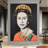 Hand PaintedQueen Elizabeth II Canvas Hand Painted Oil Paintings Andy Warhol Wall Arts