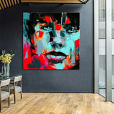 Abstract Hand Painted Oil Painting Palette Knife Portrait Man Face On Canvas