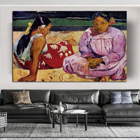 Hand Painted Oil Painting Paul Gauguin Tahitian woman on the beach Abstract Retro Wall Art