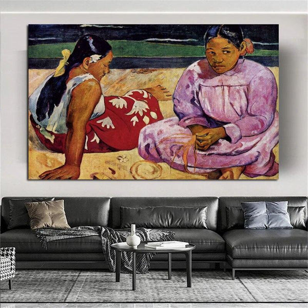 Hand Painted Oil Paintings Paul Gauguin Tahitian woman on the beach Abstract Retro Wall Art