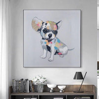 Hand Painted Modern Animals Dog Oil Painting On Canvas Abstract Poster Pop Art Wall Paintings