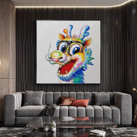 Hand Painted Oil Painting on Canvas A Lovely Dragon Hotel Decor Modern Unframed