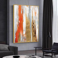 Beautiful Orange And Yellow Abstract Hand Painted Oil Paintings On Canvas Modern Wedding Decors Frame