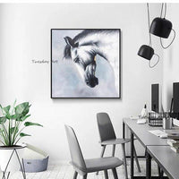 Black and White Horse Canvas Hand Painted Modern Animal Canvas Art Painting Wall Decor