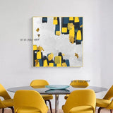 Modern Yellow and White Minimalist Abstract Hand Painted On Canvas For Office s