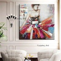 Hand Painted Oil Paintings Dancing Ballerina Canvas Famous Painted Abstract Ballet Girl Modern Wall Art