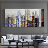 Modern City Hand Painted High-Rise Buildings home Decoration Modern Style oil painting Wall Art painting Office wall Decorations