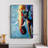 Hand Painted Abstract Wall Art Elephant Minimalist Modern On Canvas Decorative