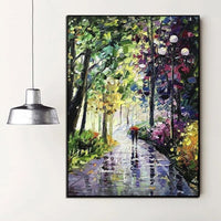 Hand Painted Landscape Oil Painting Modern Knife Street Figure Abstract Artwork Canvas Wall Room