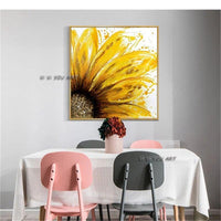 Sunflower Design Art Hand Painted Abstract Floral Textured Abstract Wall Painting Artwork Home