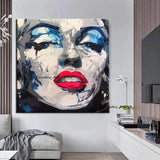 Hand Painted Marilyn Monroe Oil Paintings Modern Knife Face Portrait Abstract On Canvas Art Decor