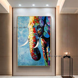 Hand Painted Abstract Wall Art Elephant Minimalist Modern On Canvas Decorative