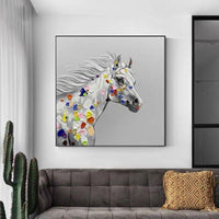 Hand Painted Abstract Wall Art Horse Minimalist Decorative Modern On Canvas